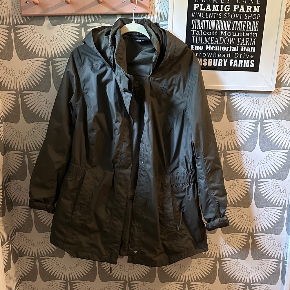 North Face Olive Green Hooded Jacket